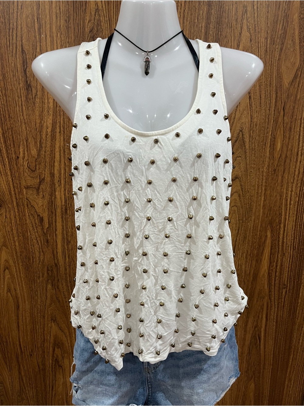 Y2K Studded White Tank Top